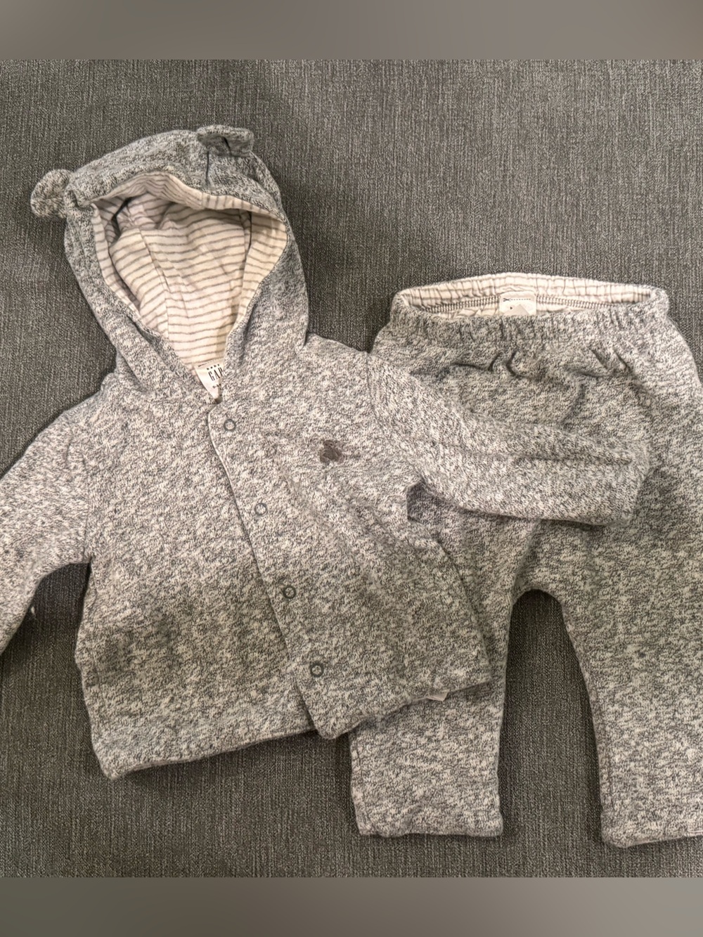 GAP Baby Gray & striped reversible hooded jacket & pants